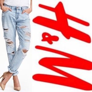 H&M Ripped Boyfriend Jeans